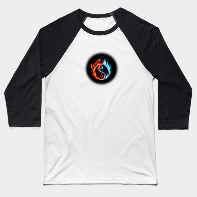 Fireball, yin yang design Baseball T-Shirt by Stell_a
